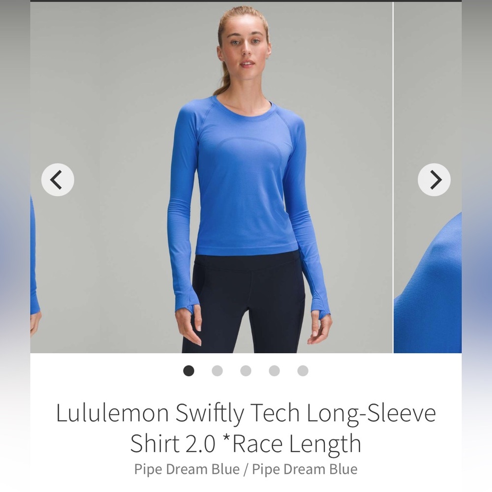 Lululemon Swiftly Long Sleeve Race Length Pipe Dream Blue